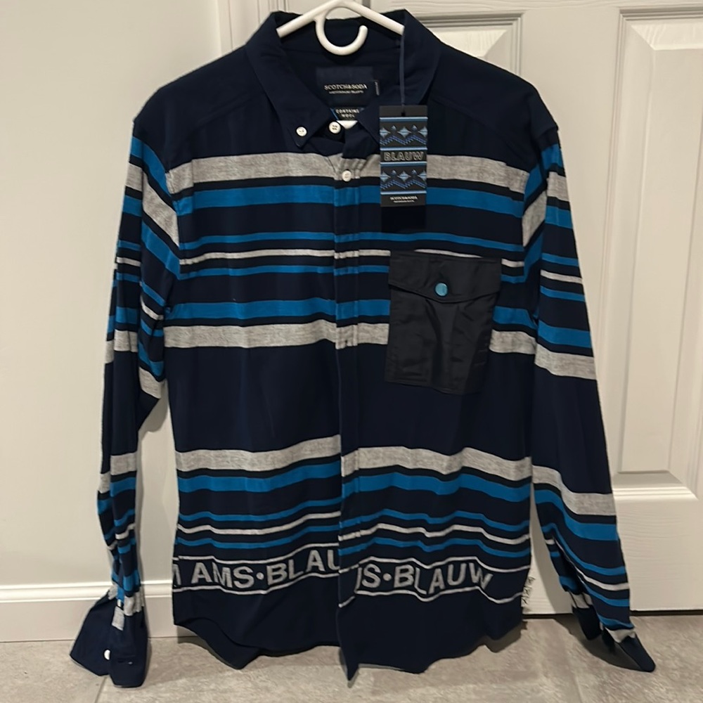 scotch and soda amsterdam blauw shirt